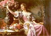 Wladyslaw Czachorski A lady in a lilac dress with flowers Spain oil painting artist